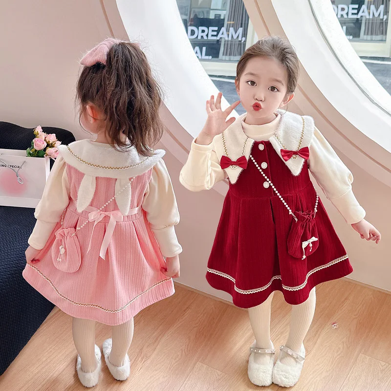 

Girls Dress New Fashion Style Autumn Winter Children Sweater Princess Suit Dresses for 3 Years Old To 12 Y Kids Clothes Suit