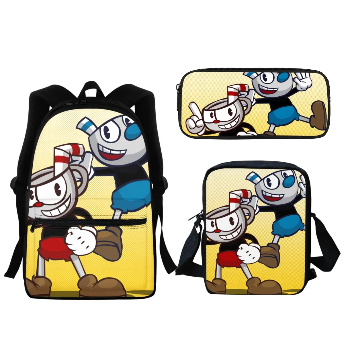 Mochilas Bonito Cuphead Mughead Anime Design Jardim de Infância Moda Mochila Meninos Meninas Criança Bookbags Pequena Satchel Lápis Case