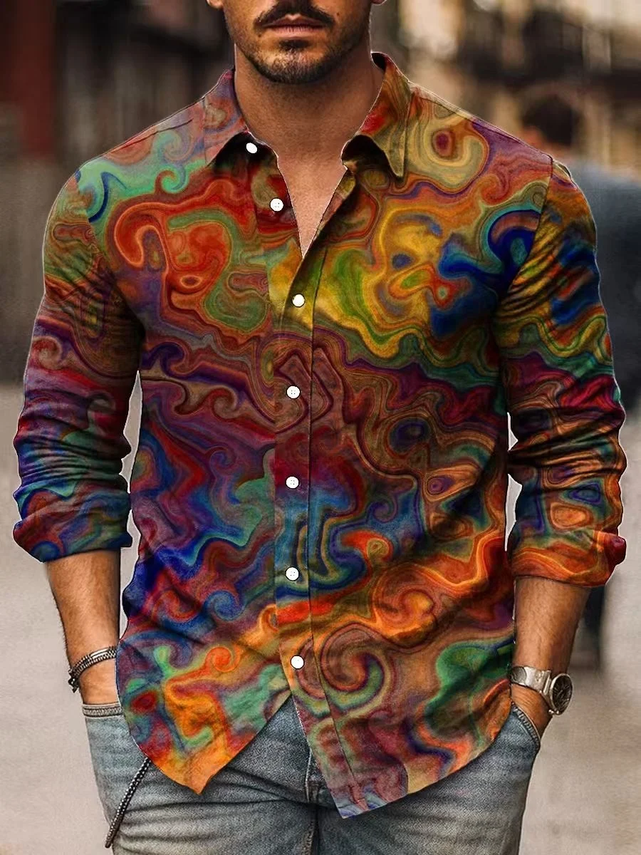 

2025 Men's Hawaiian Style Oversized Short-Sleeve Shirt, Harajuku Resort Style, Floral Fashionable and Fun Top