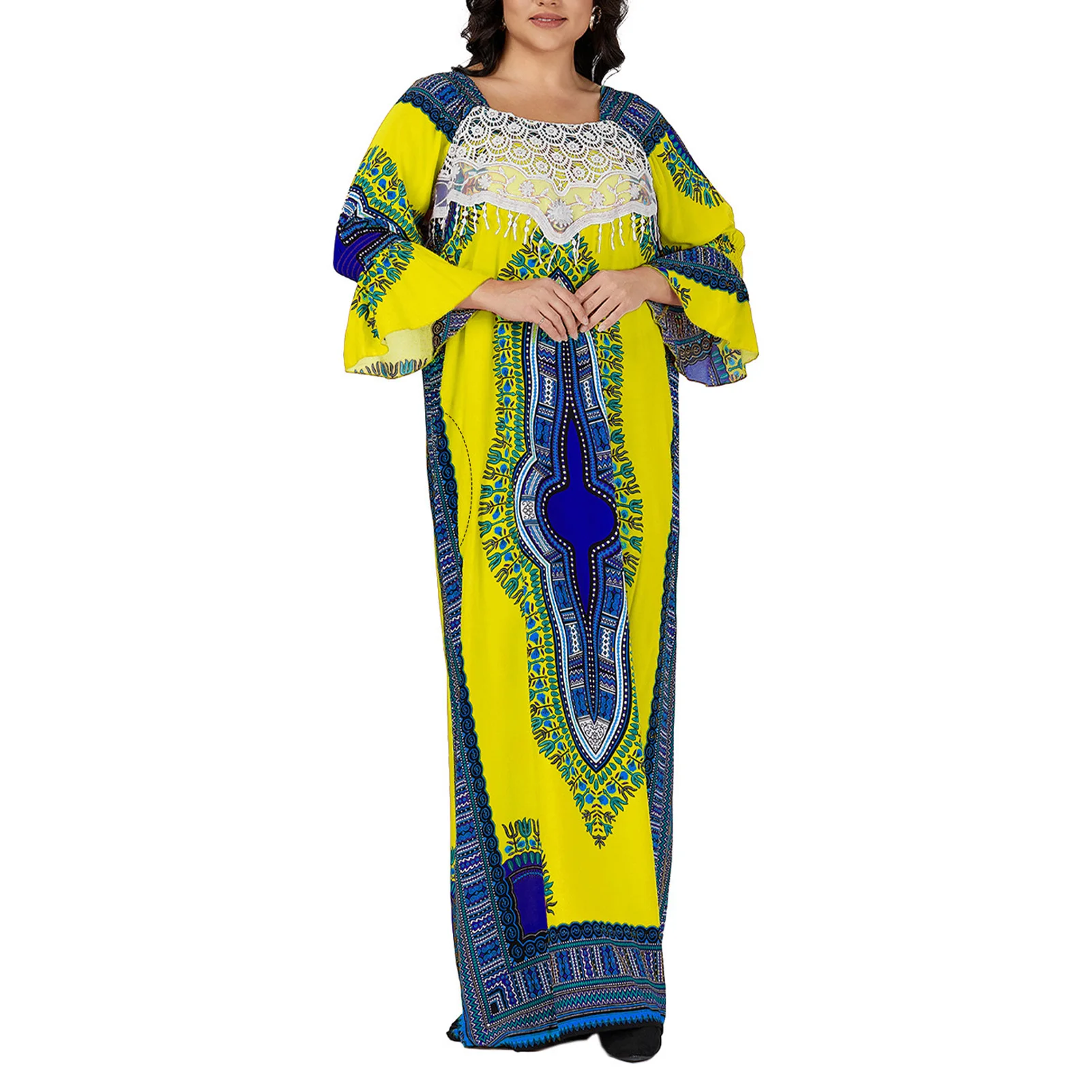 Vestido tradicional marroquí de talla grande para mujer, Abaya marroquí de algodón, caftán Africano para la playa, ropa de salón Dashiki para el