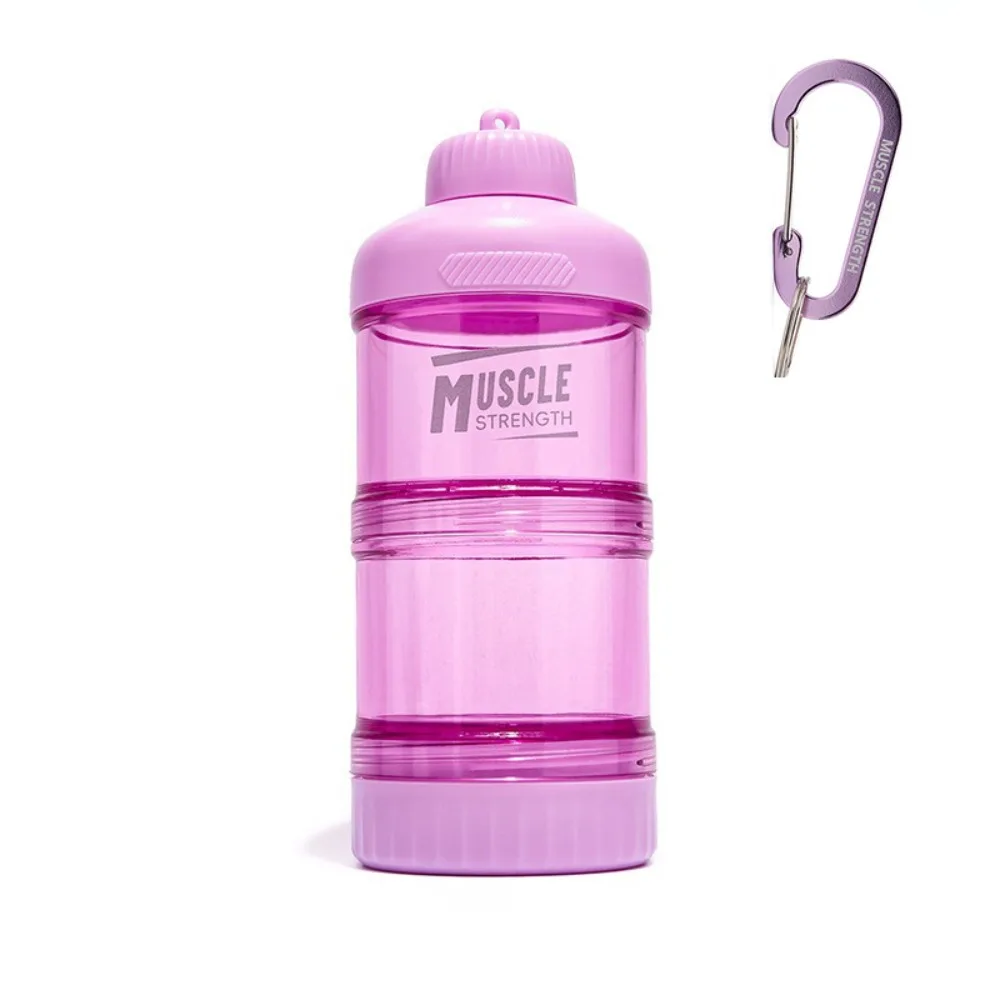 1/2/3 Layer Protein Powder Box Plastic Layered Storage Funnel Fitness Supplement Bottle with Mountaineering Buckle Portable