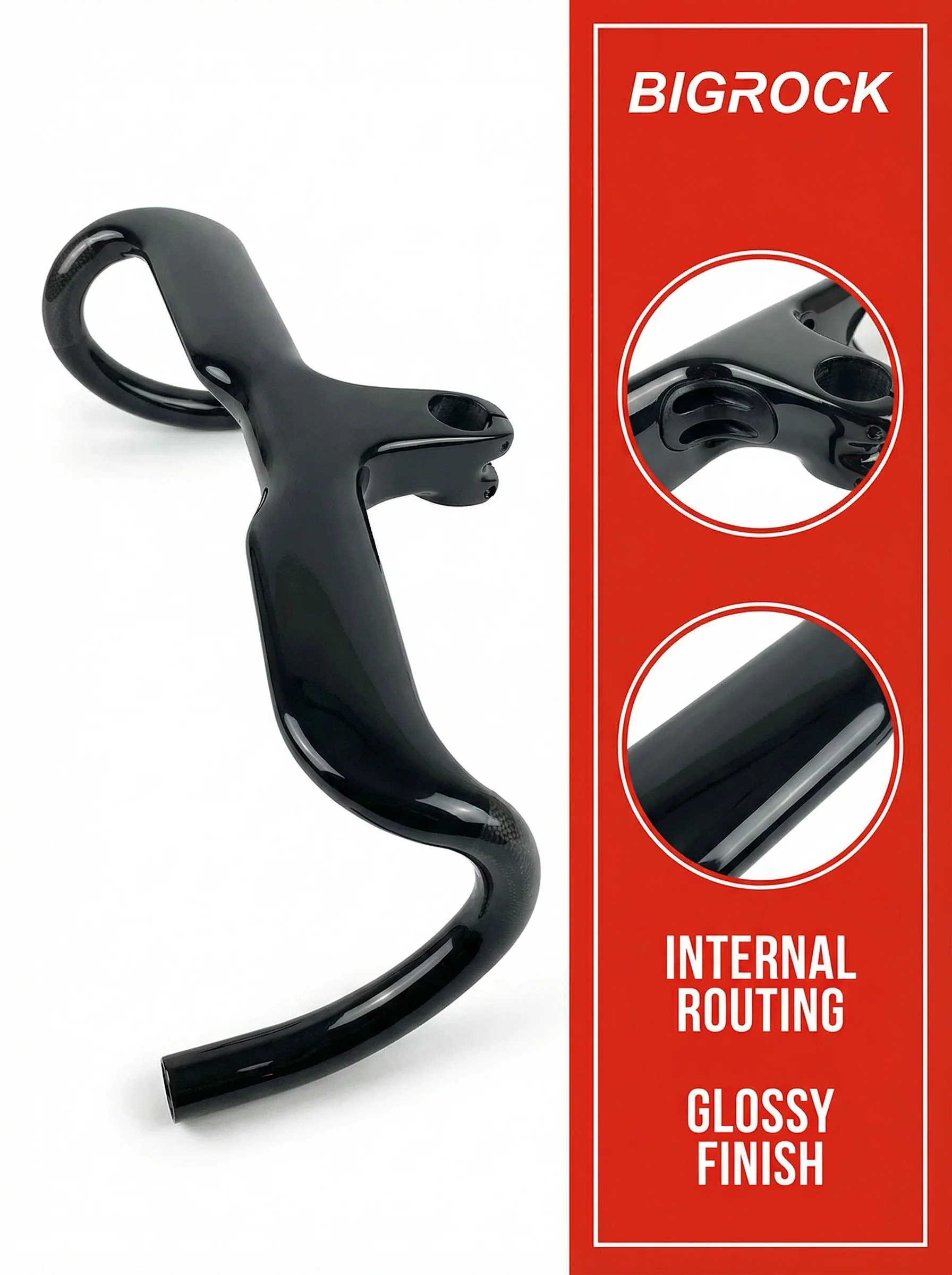 

BIGROCK Carbon Fiber Mountain Bike Integrated Handlebar with Full Internal Cable Routing for Youth