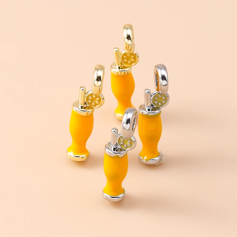 Leslie 5 Stück Niedliche Sommer-Frucht-Zitronensaft-Anhänger-Perlen für Marken-Sterling-Silber-Armbänder, Halsketten, DIY-Schmuckherstellung – Detail 3