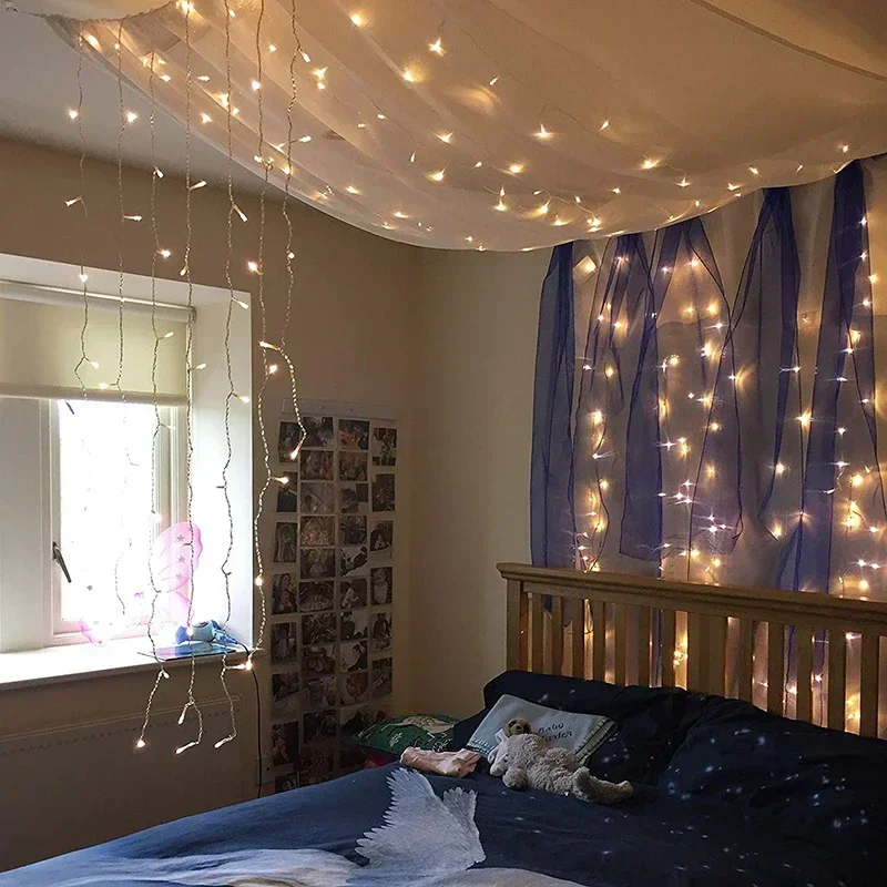 220v Led Curtain Light Fairy Lights Christmas Lights Led Icicle Lights Bedroom Party Garden Family Wedding Decoration