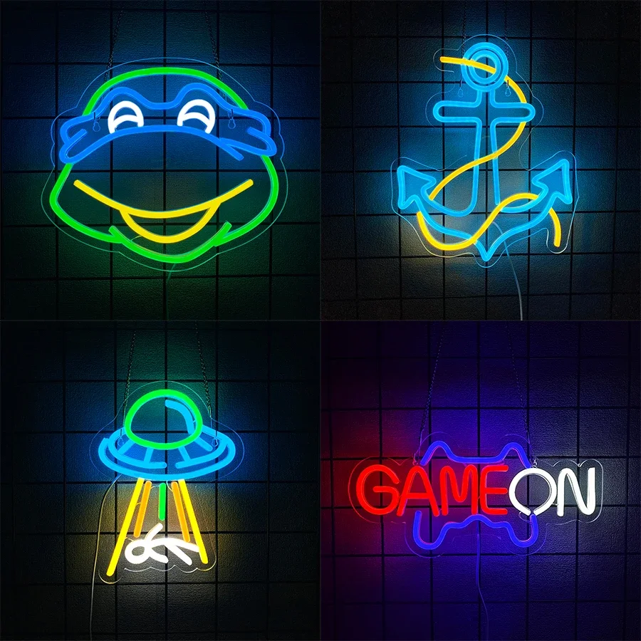 Letreros de neón de la serie de juegos, icono de personalidad de dibujos animados alimentado por USB, utilizado para habitación, sala de juegos, bar, club, fiesta, decoración artística de cueva de hombre.