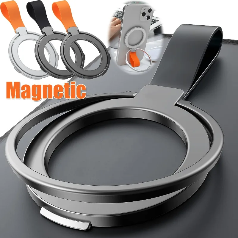 Magnetic Phone Ring Holder for Magsafe Phone Grip Kickstand Mobile Phone Ring Stand Removable Accessories for Car Home Office