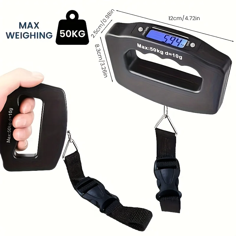 Portable Digital Luggage Scale 50kg High Precision Electronic Travel Hanging Scale Backlight LCD Display for Suitcase Baggage