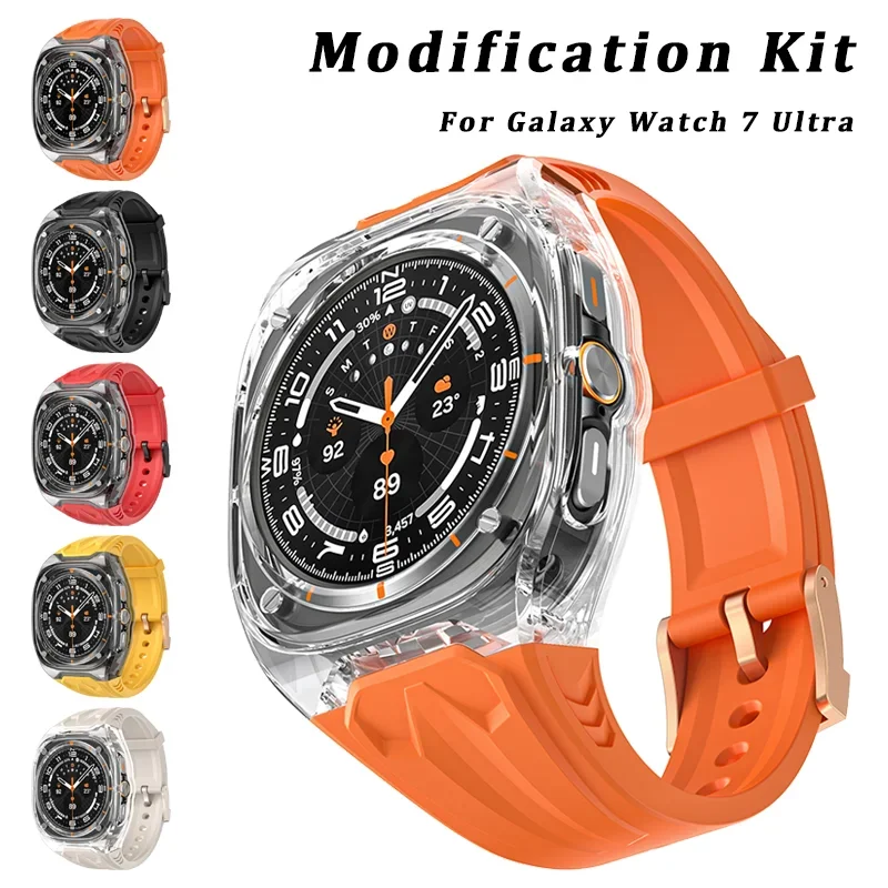 

Transparent Case Silicone Strap Modification Kit for Samsung Galaxy Watch Ultra 47mm Band Luxury Bracelet for Galaxy ULTRA 7 47