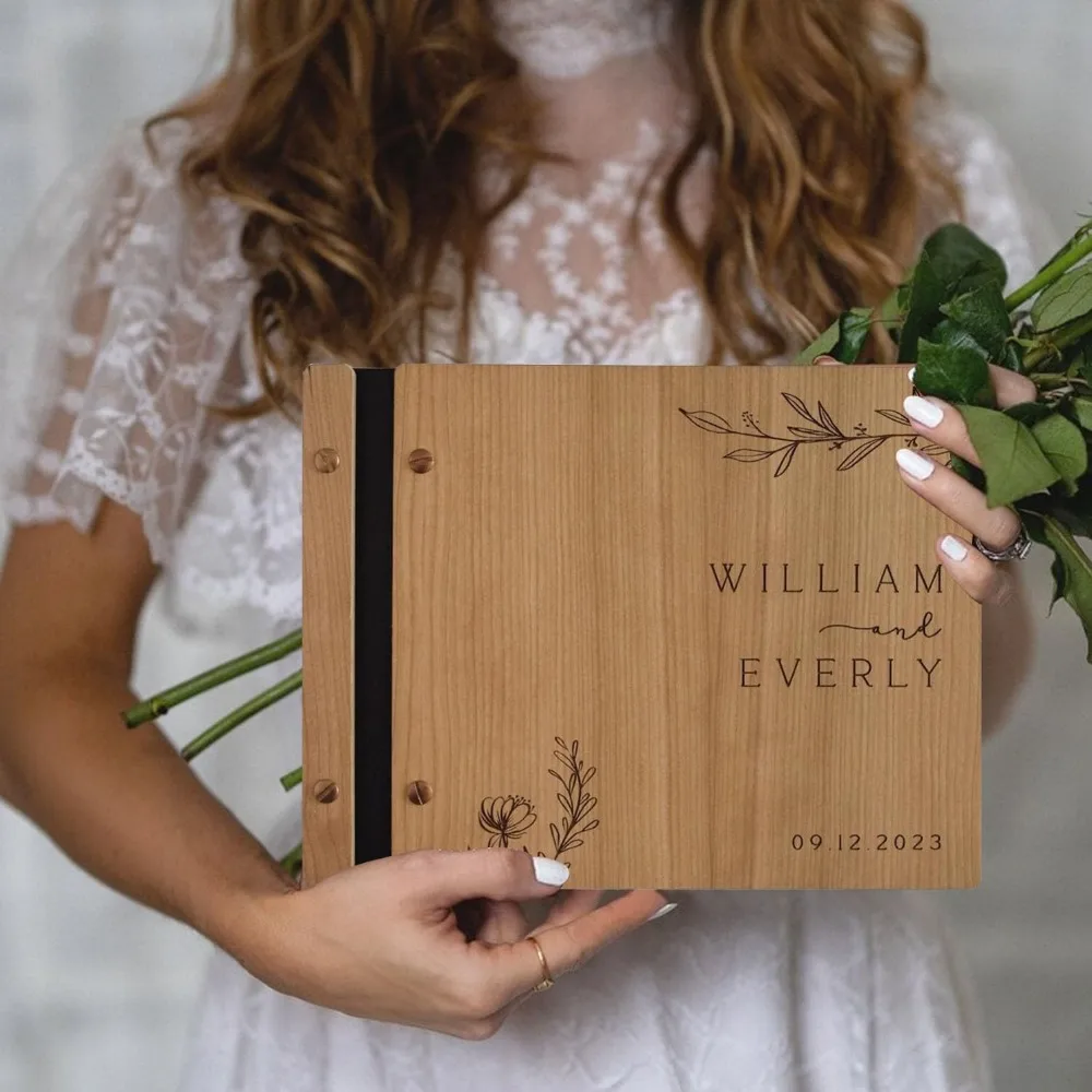 Personalized Wedding Guestbook Custom Wooden Guest Book Sign Books for Wedding Reception Weddings Supplies Bride Gift