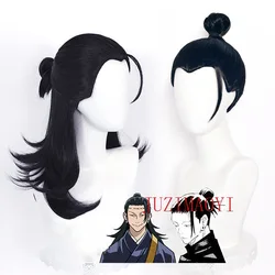 Anime Suguru Geto Cosplay Wig Long Black Wig Heat Resistant Synthetic Hair Party Wigs + Wig Cap