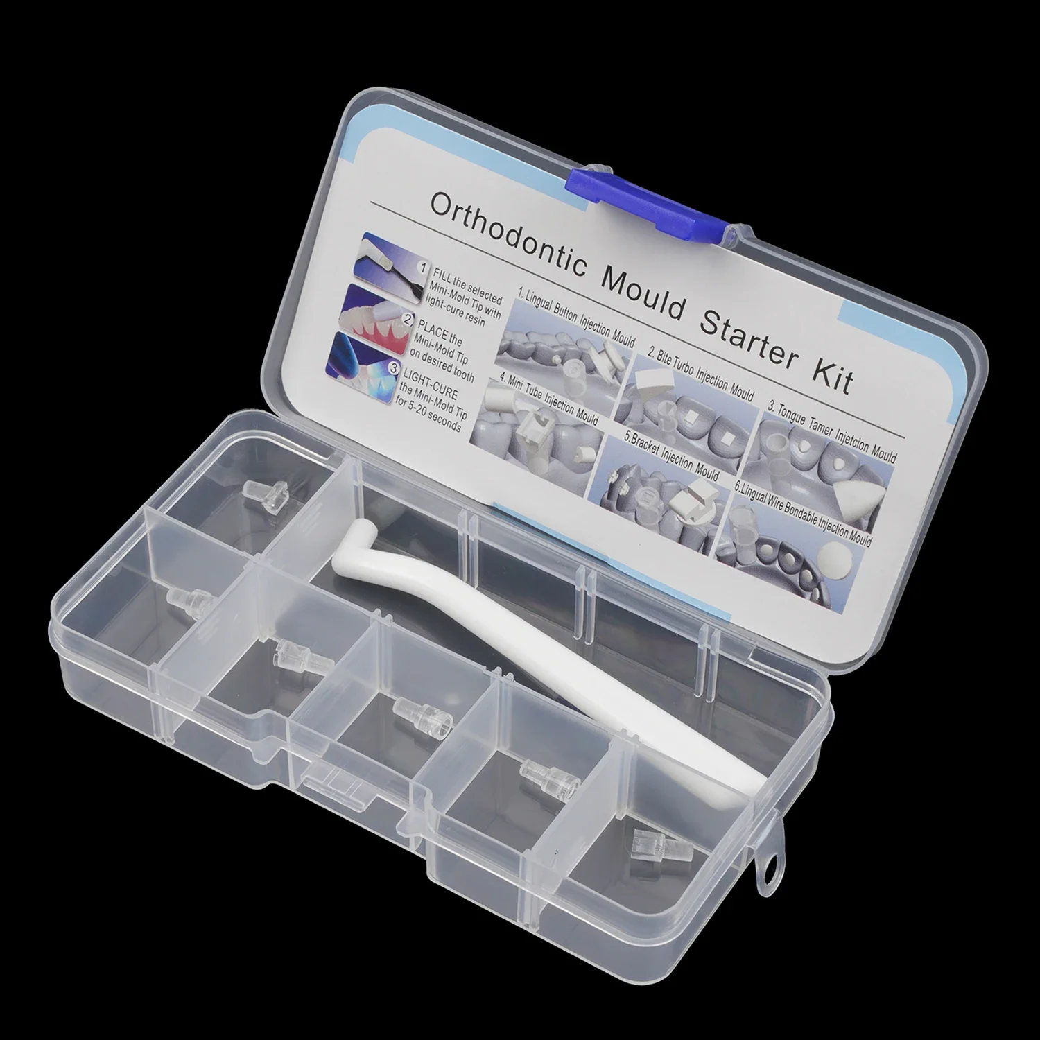 1Set Dental Orthodontic Mould Starter Kit Mini Injection Moulds Forming Mold Tongue Tamer Lingual Button Orthodontic Accessory