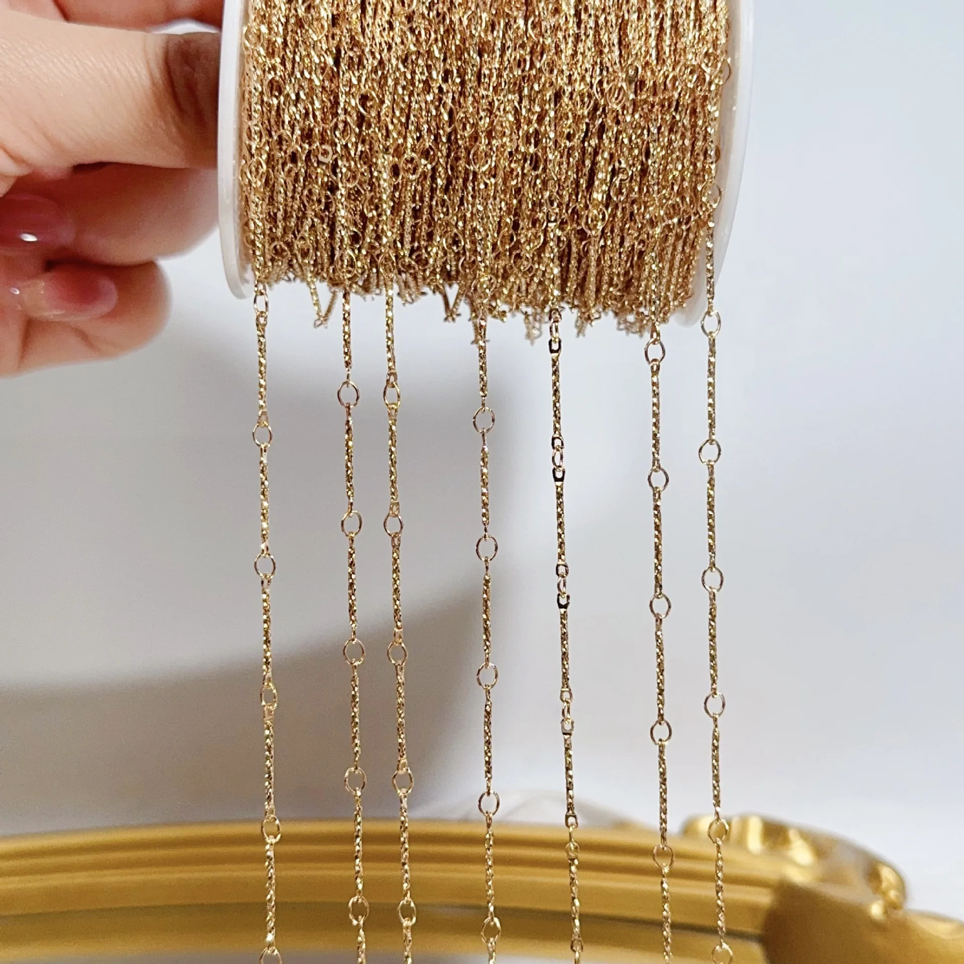 0.5/1/2/5M Minimalist Versatile Style Engraved Straight Collarbone Copper Chain For DIY Necklace Tassel Chain Jewelry Accessory