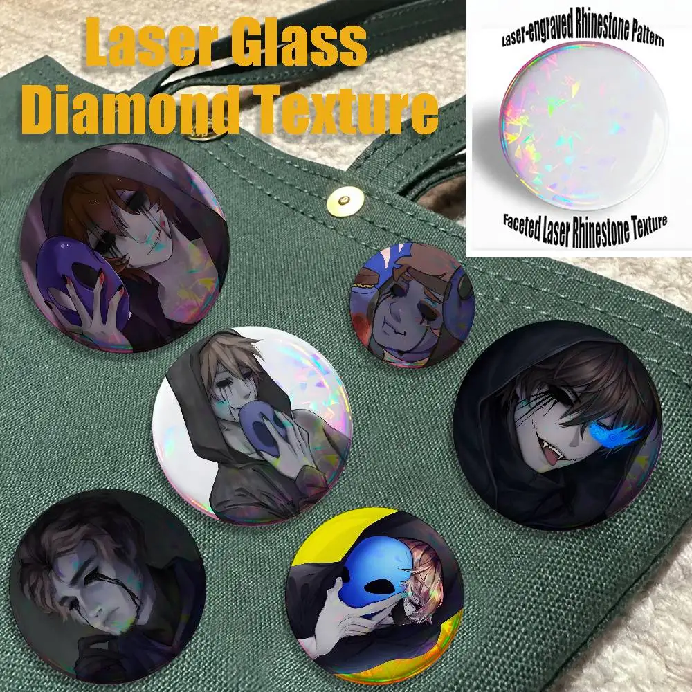 C-Creepypasta Eyeless Jack Brooches for Backpack Accessories 25mm,32mm,48mm,58mm,75mm Round Enamel Pins Cartoon Badge