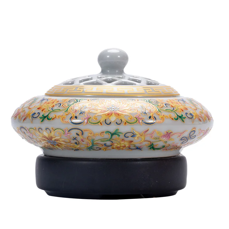 Enamel electronic incense burner Ceramic timing adjustable temperature electronic aromatherapy burner