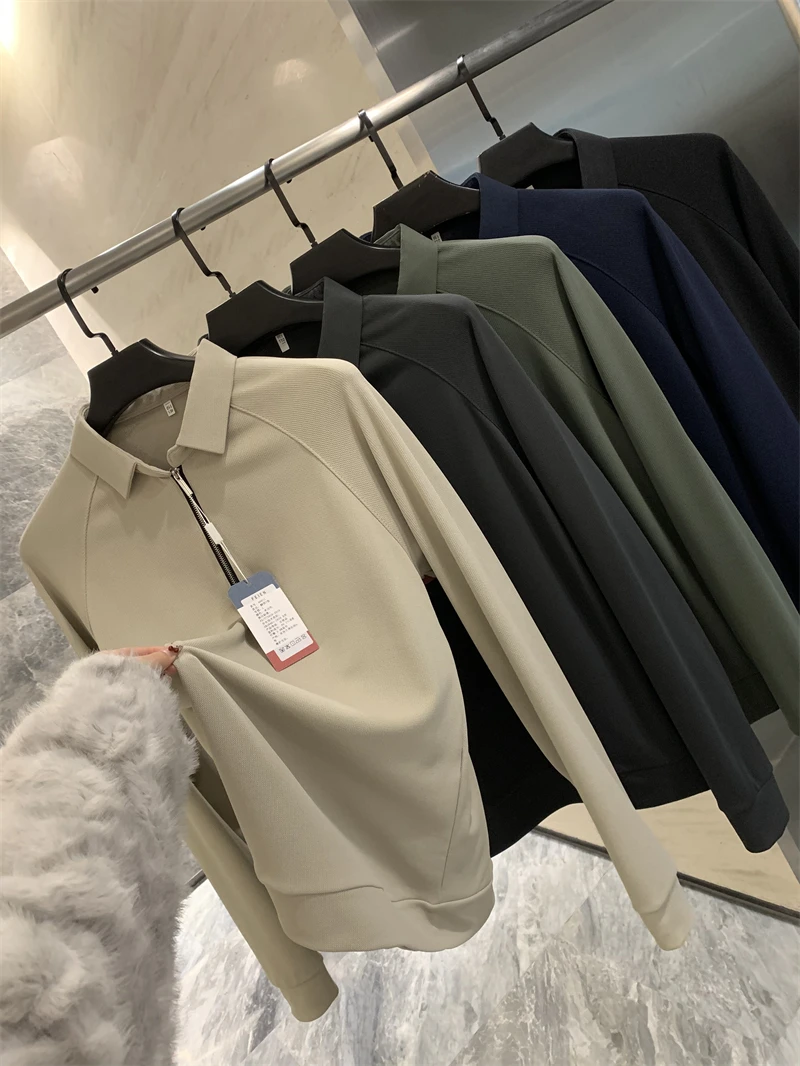 

Мужская повседневная футболка с длинным рукавом на молнии, дышащая, из полиэфирного волокна, приятная к телу, коллекция Весна 2026, новинка