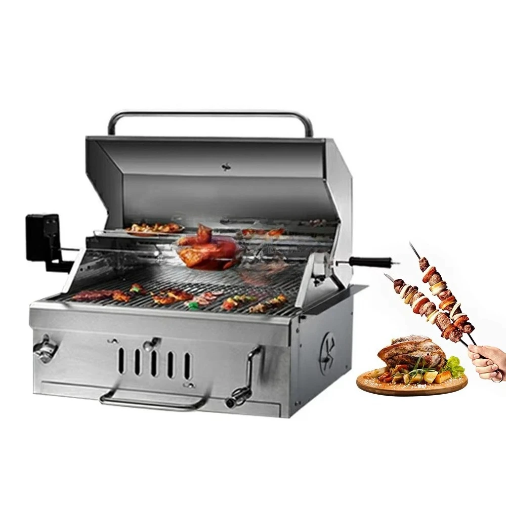 Large Outdoor Portable Camping TableTop Full 304 Stainless Steel Built-In Charcoal Grill BBQ Gas Grills  Family Barbecue Grill