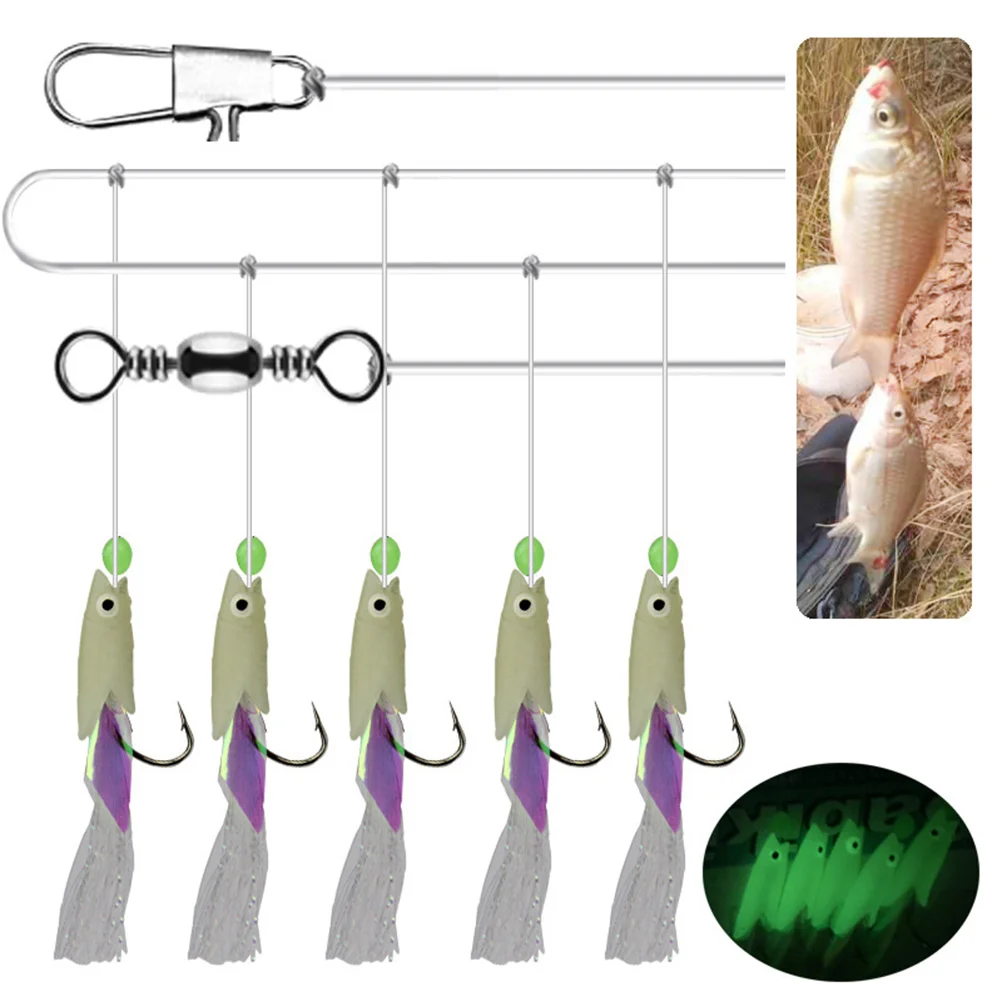 

2 Strings Shine Luminous Fish Skewers Fishing Hooks Bass Lures Versatile Fishhook