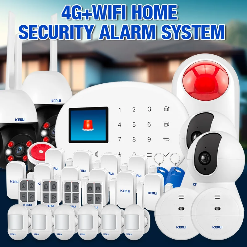 KERUI 4G/WiFi Intelligent Alarm Tuya Smart Home Alarm System W204 Burglar Alarm 433MHZ Smart Life PIR Sensor Detector Siren