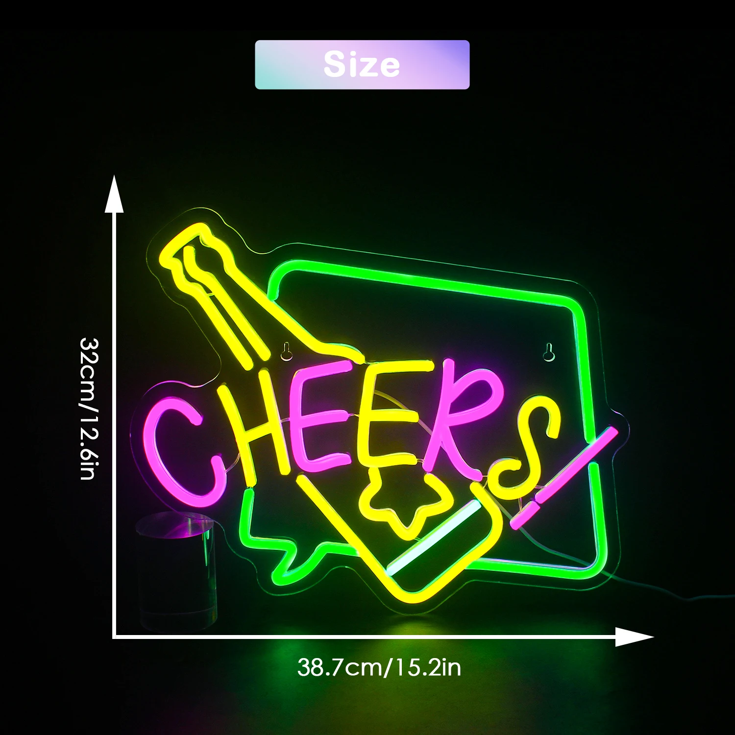 건배 네온 바 사인 로고 LED 조명, 창의적인 디자인, 홈 바, 방 장식, 파티 행잉 아트, 벽 램프, 바 액세서리 장식