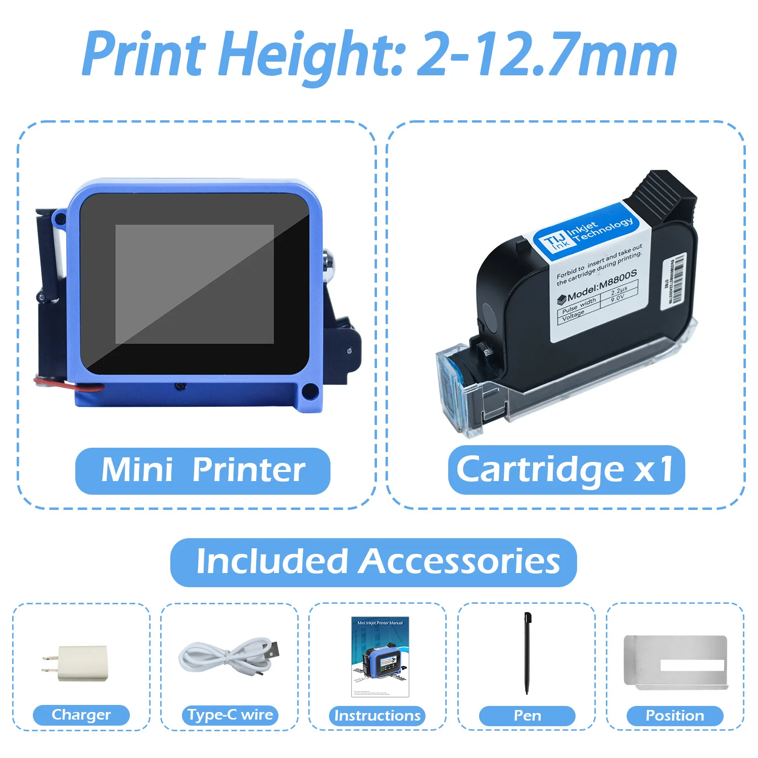 Top Portable Mini Handheld Inkjet Printer 12.7mm for QR Barcode Batch Date Number Logo Expiry Date Coding Machine 28 Languages