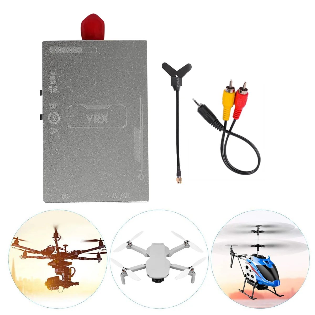 Receptor de vídeo VRX FPV para RC Racing Drone, 3.3G, 16CH, DC 7-36V