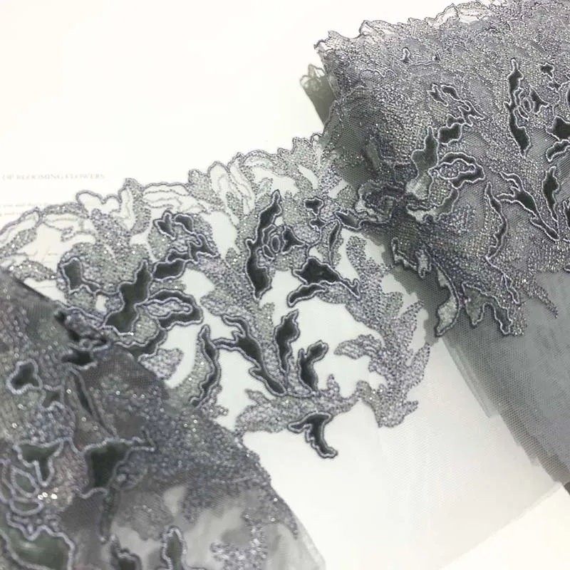 

15Yds/lot Shimmer Red Grey Embroidery Lace Trim Laces Fabric DIY Bra Underwear Sewing Material DIY Apparel Dress Fabric