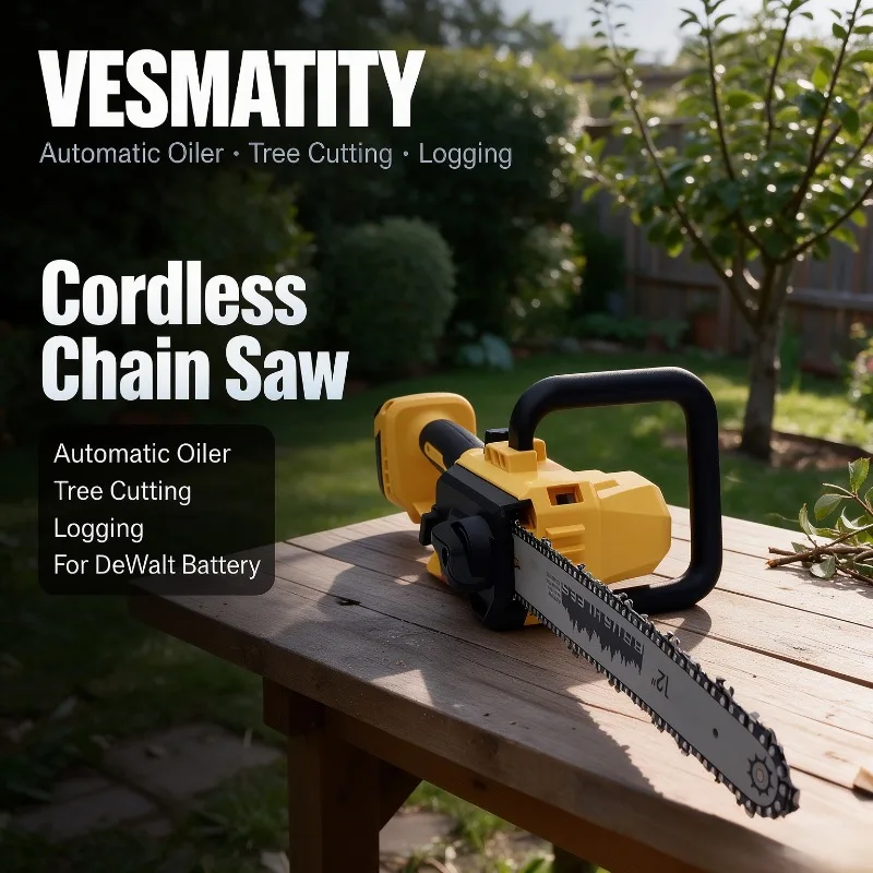 Cordless Chain Saw Automatic Oiler Chainsaw Tree Cutting and Logging Electric Saw Tool For Dewalt Battery