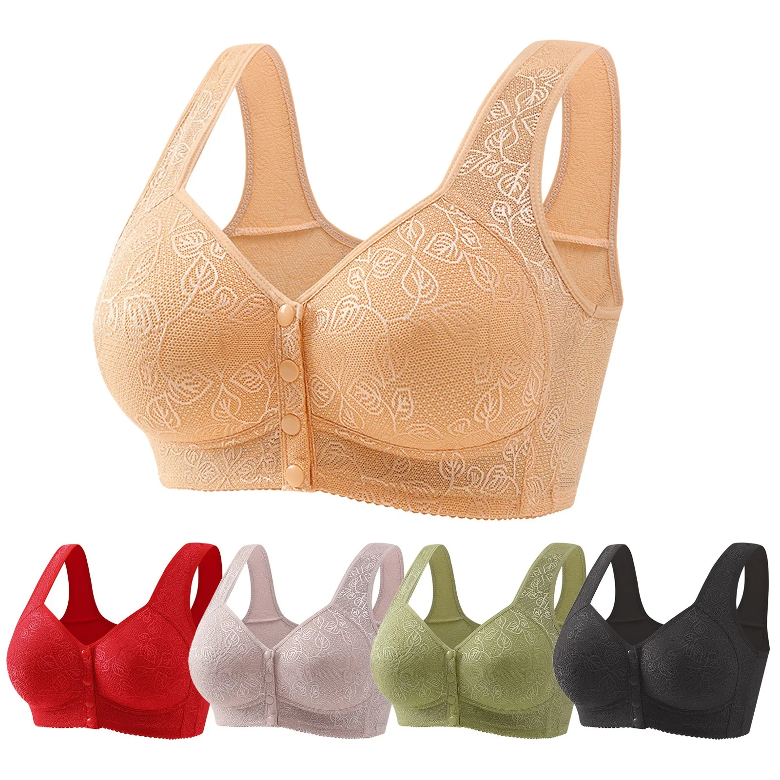 Women Casual Button Down Breathable Top Bra Underwear Without Steel Ring Gathering And Adjusting Bra Sports Bra Workout