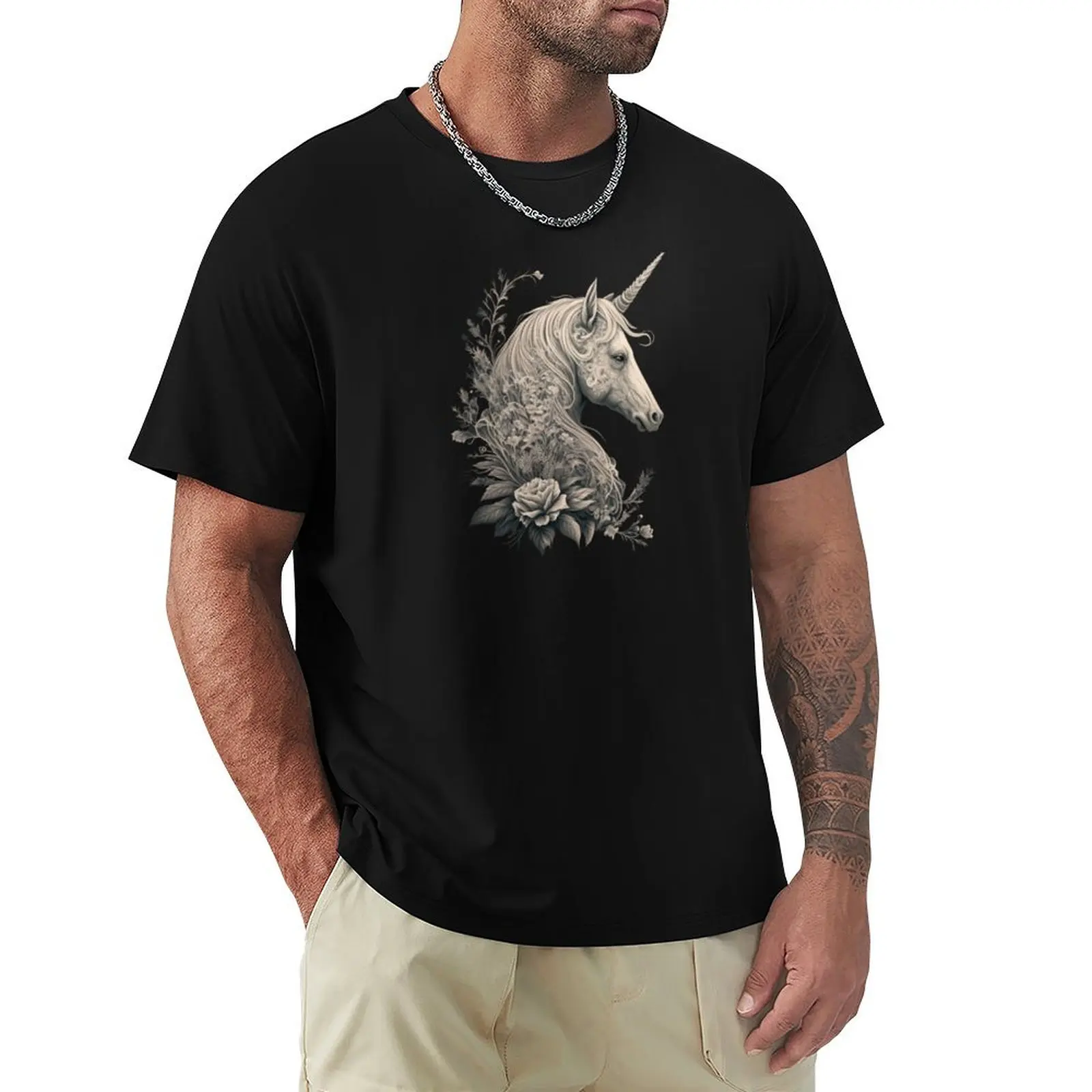 Mythical Magical Sacred White Unicorn T-Shirt Athletic Quick Dry T-Shirt for Men