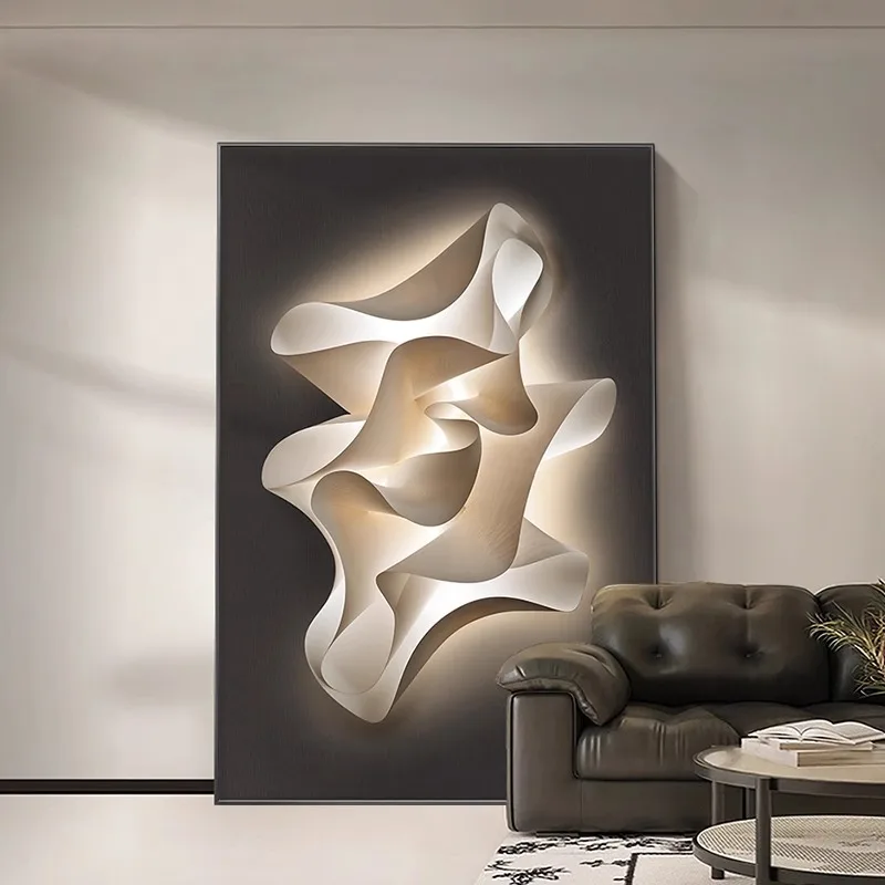 Modern Luxury LED Wall Lamp Crystal Porcelain Corridor Living Room Decoration Abstract Hanging Painting Indoor Home  Mural Light