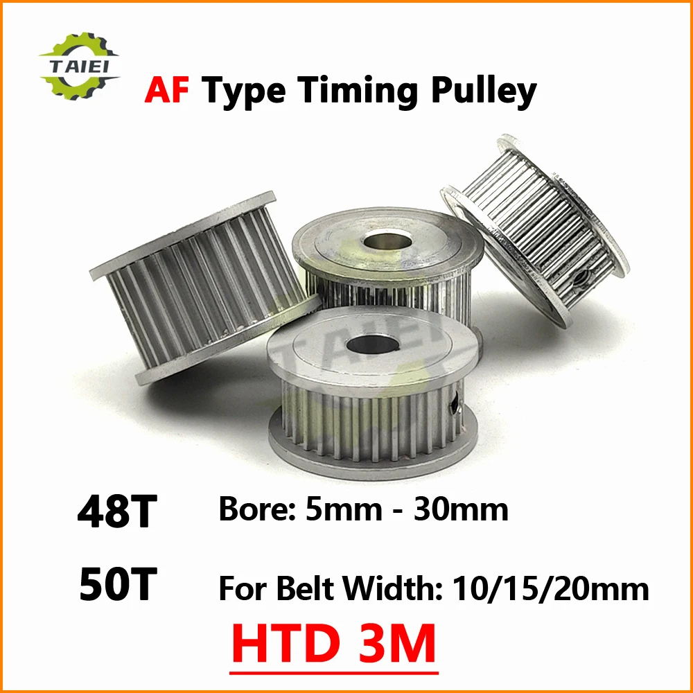 HTD 3M Synchronous Pulley 48 50 Teeth Keyway Bore 5mm-30mm For Belt Width 10/15/20mm 3M 48Teeth Timing Wheel 50Teeth Gear Sheave