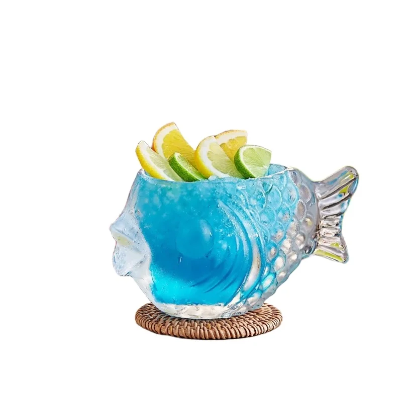 

Creative 3D Transparent Fish Shape Bar Cocktail Glass Party Thick Heavy Lovely Smoothies Bowl Cup Cold Drink Cocktail Tool