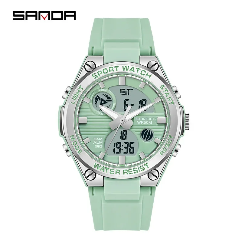 

Hot Sale Sanda 6067 Fashion Relogio For Teenagers Girls TPU Strap Waterproof Digital Analog Display Alarm Mode Women Watch