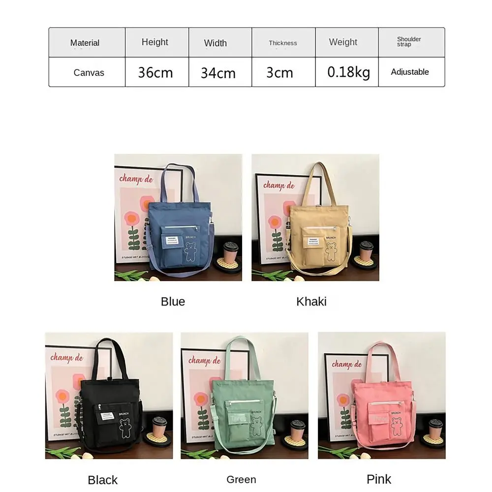 Canvas Shoulder Bag Casual Korean Style Large Capacity Tote Bag Handbag Commuting