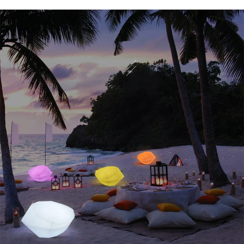 SEAN Modern 16 Colors Lawn Lights USB Electric Creative 3D White Stone With Remote Control IP65 Decor for Garden Park