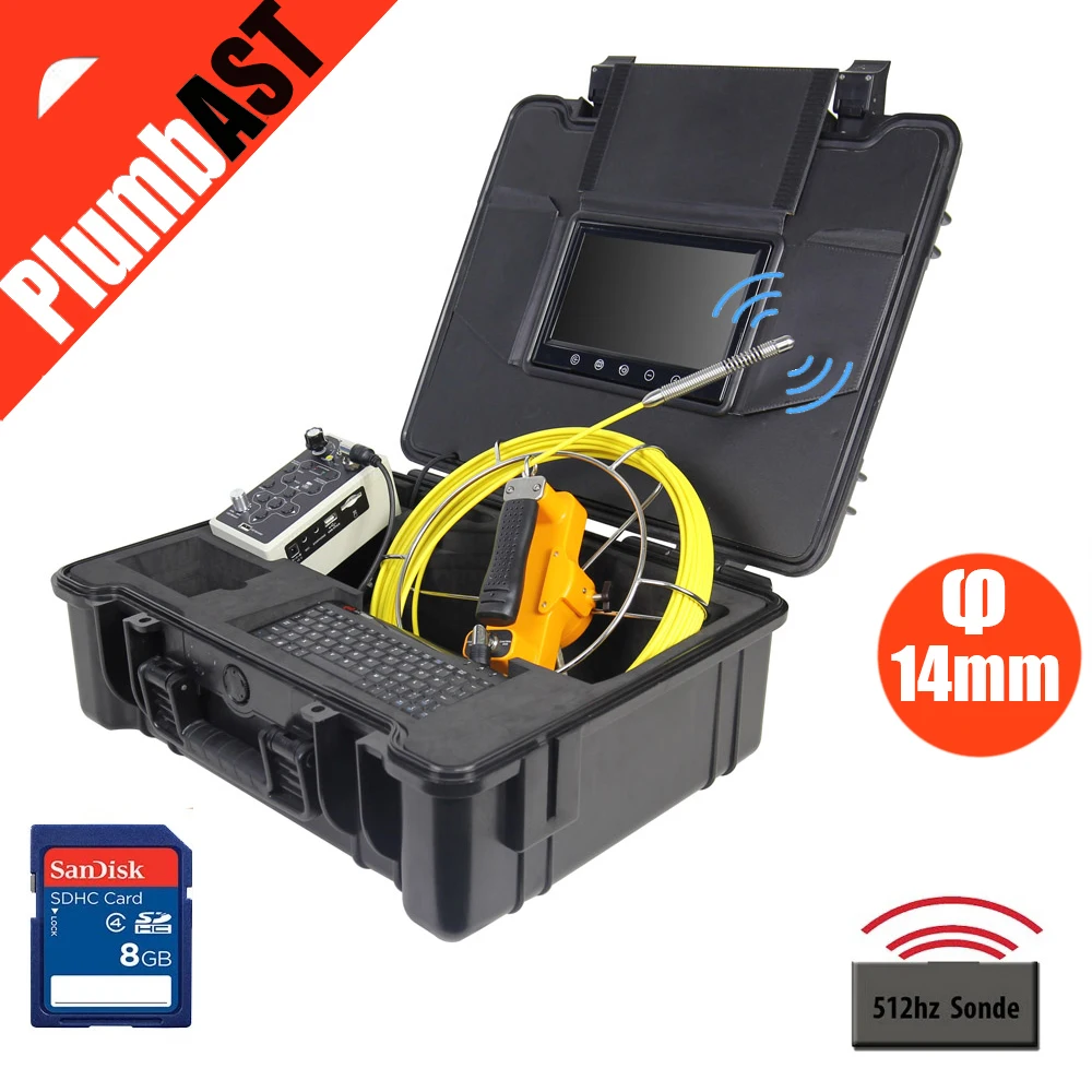 

14mm 512hz sonda transmitter and 512hz locator receiver DVR counter Endoscope pipe camera pipe inspection camera kit