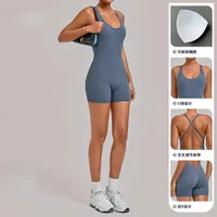 New Seamless Gym Workout Sportswear Yoga Sports Jumpsuit Cross Back Tight-Fitting One-Piece Fitness Running Bodysuit for Women - Image 6