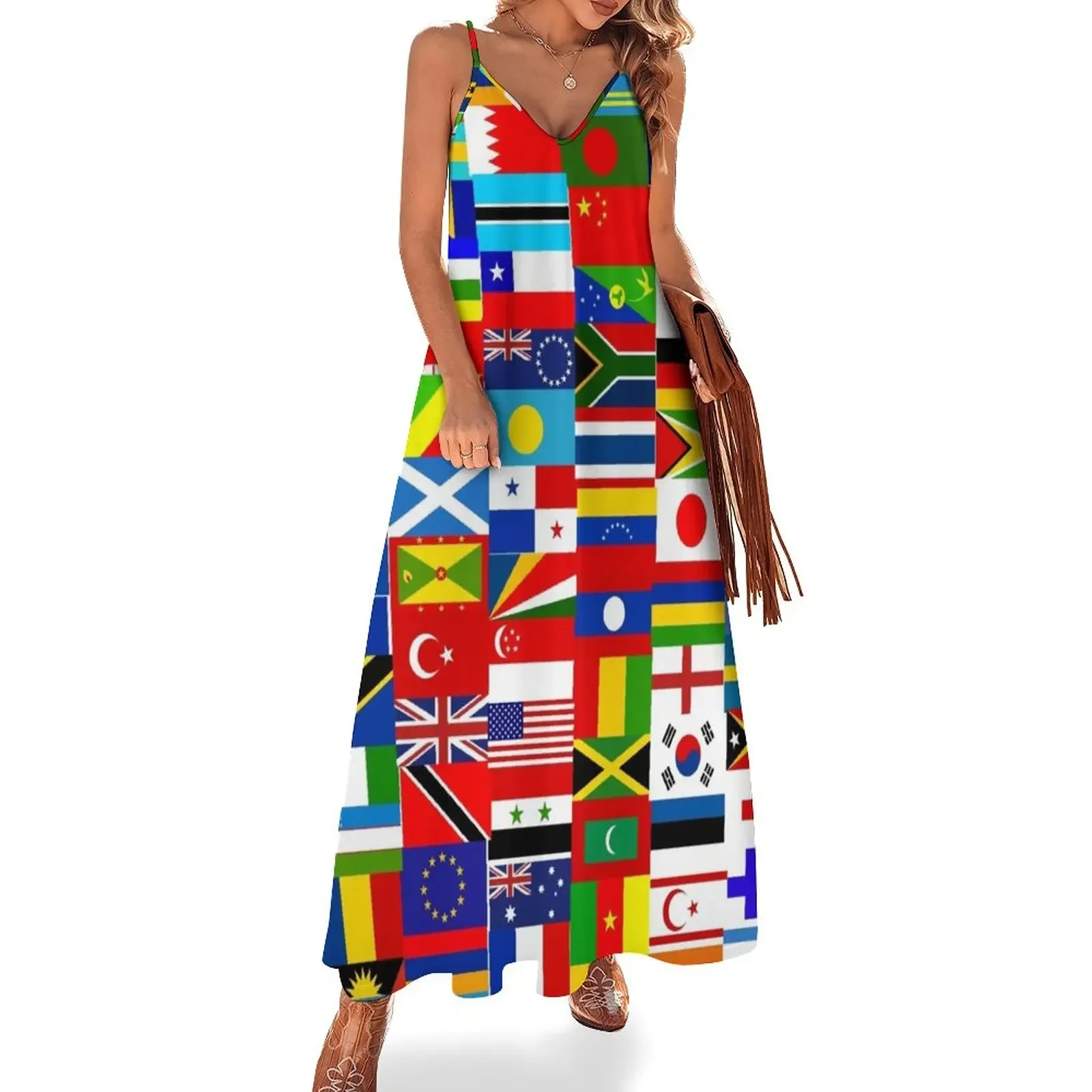 

Flag Montage Sleeveless Dress dresses ladies 2024 summer party dress women elegant luxury