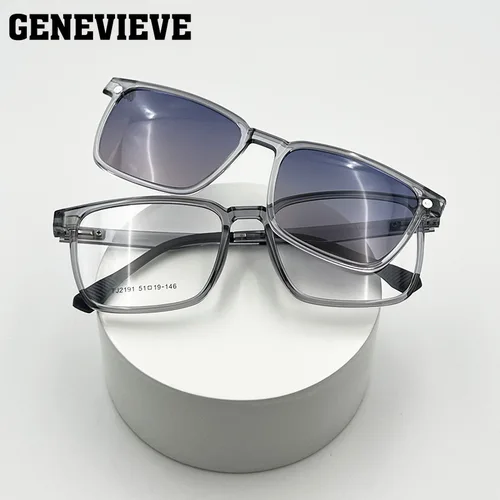 Imagen 2 del producto GENEVIEVE Gafas ópticas para miopía para hombres y mujeres, gafas de sol polarizadas para conducir, gafas magnéticas con Clip antiluz azul