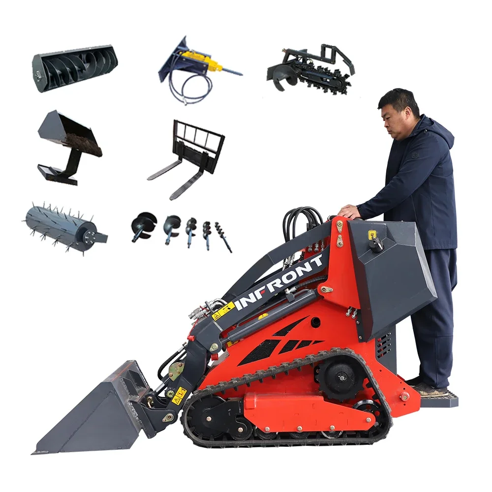 Euro 5 CE EPA Engine Manufacturer Small Mini Skid Steer Loader 1 ton crawler Mini  Loader For Sale