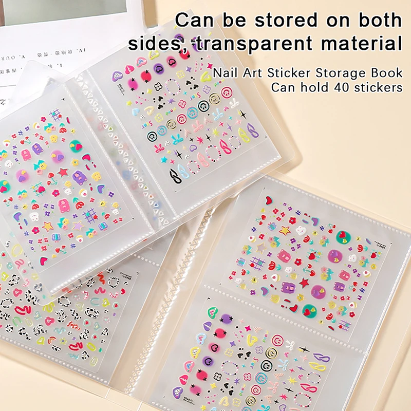 Matte Transparent Nail Sticker Album Pack Storage 20pages Collecting Holder Nail Art Display Dust-Proof Showing Book Container