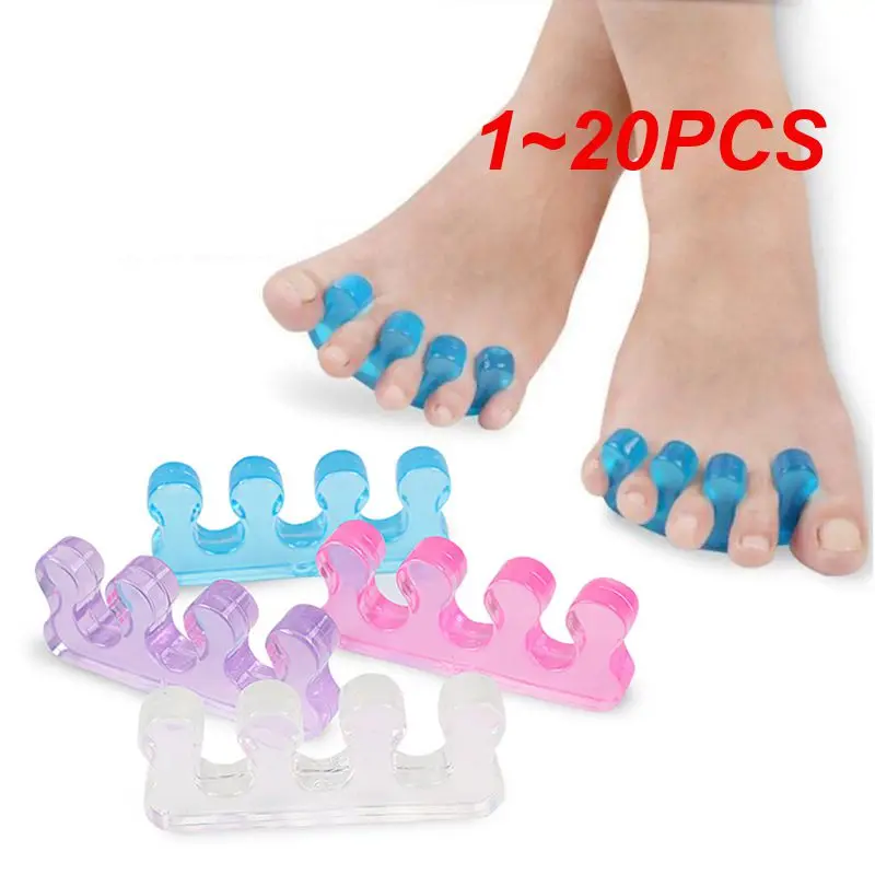 1~20PCS pair 4 Colors Soft Silicone Toe Separator Flexible Finger Spacer Manicure Pedicure Nail Toe Separating Straighteners