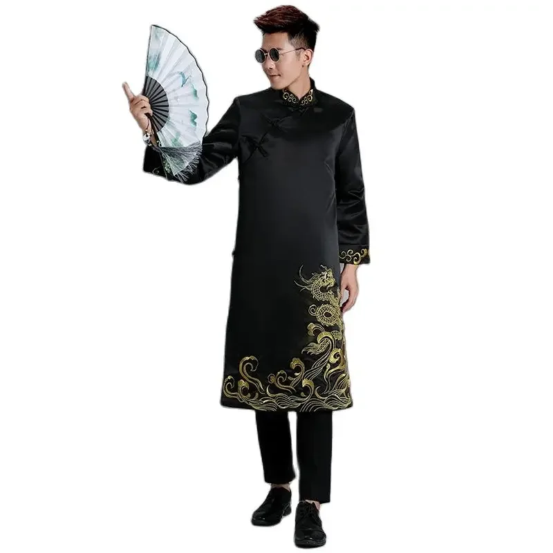 Traditional Cheongsam Men Embroidered Dragon Clothing Chinese Style Wedding  Party Groomsman Qipao Dress Male Vestidos - AliExpress 200000532