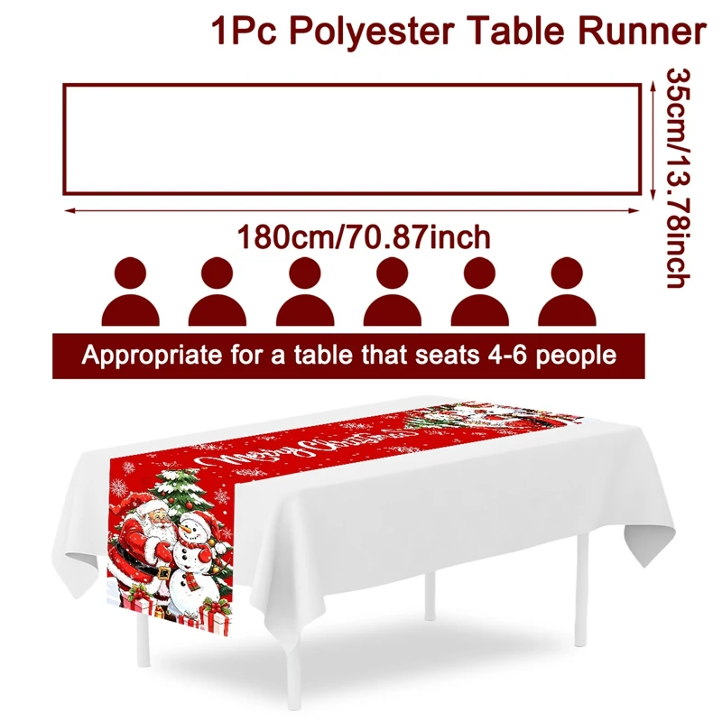 Christmas Themed Table Runner Santa Claus Design Polyester Tablecloth Indoor Outdoor Home Party Decor Christmas Decorations 2026