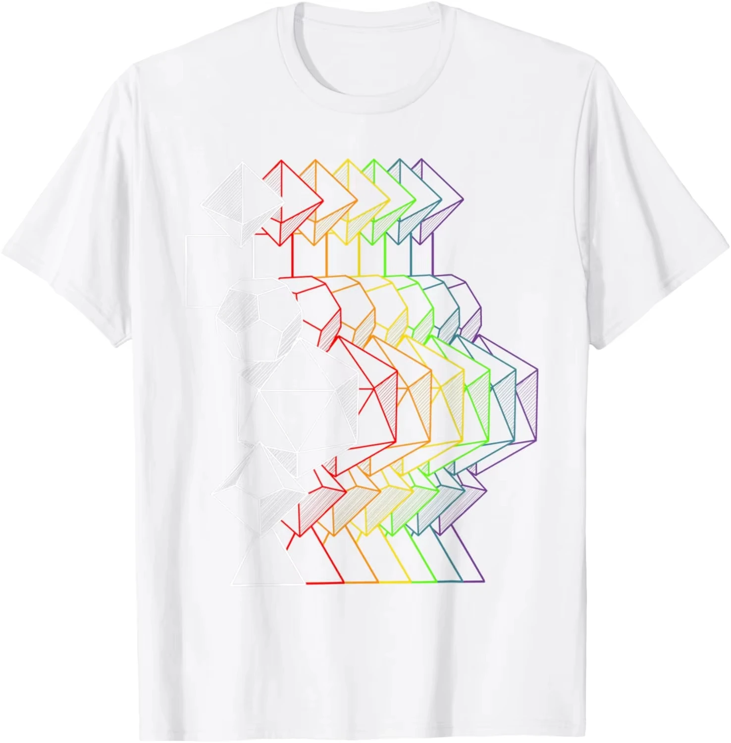 Unisex Original Design Dice Light Prism Role-playing Graphic T-Shirt, Customizable Casual Gift Short Sleeve Streetwear Top