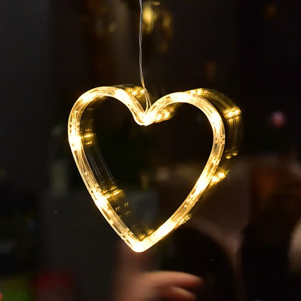 Luces LED de corazón grande con ventosa creativa, decoración romántica para el Día de San Valentín, ventosa en forma de corazón, decoración para festivales, 3 uds.