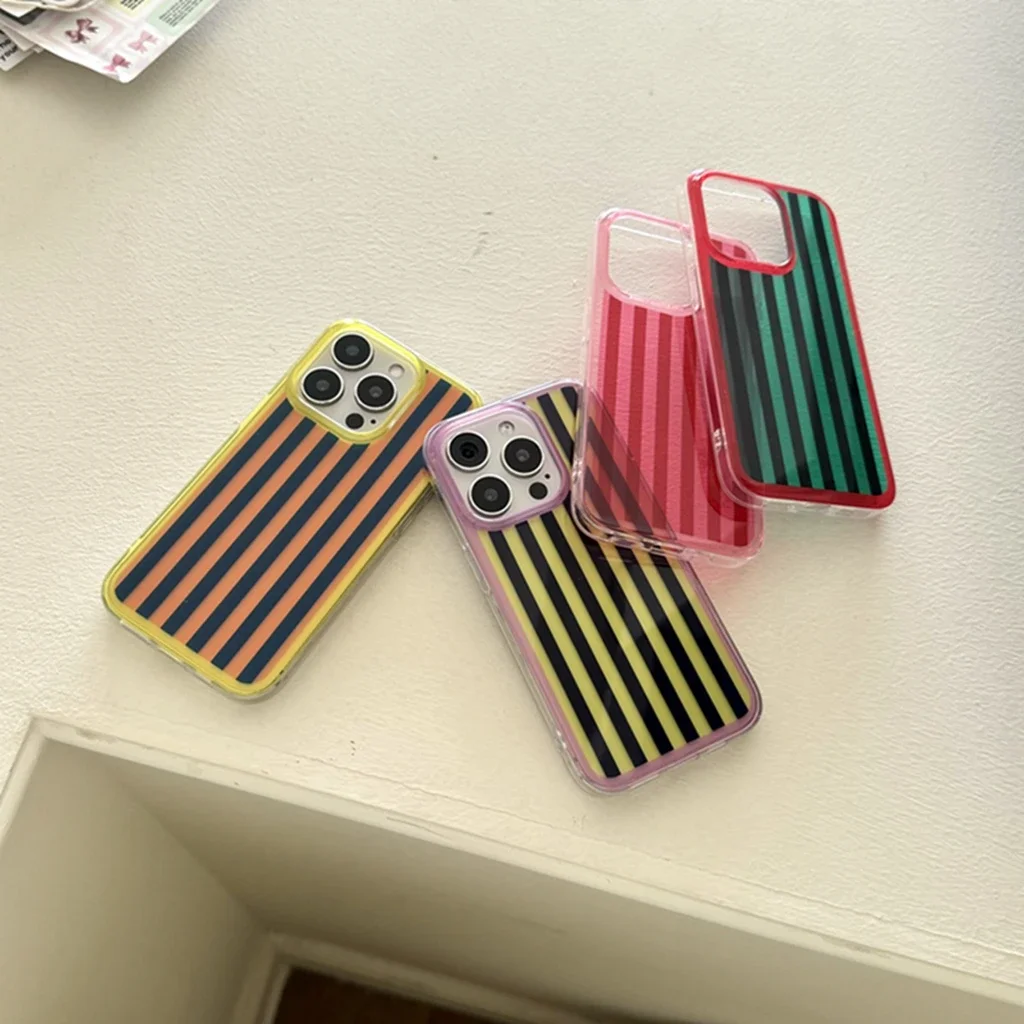 Simplicity Colour Vertical Stripes Cover Case for iPhone 16 15 14 13 Pro Max Shockproof Protective Phone Case