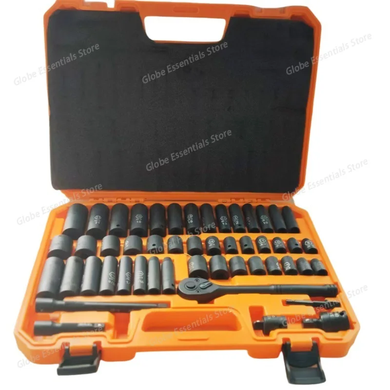 

50PCS Impact Socket Kit Including 3/8-Inch Universal Joint Adapter, Ratchet Wrench Handle and Socket Extension Rod