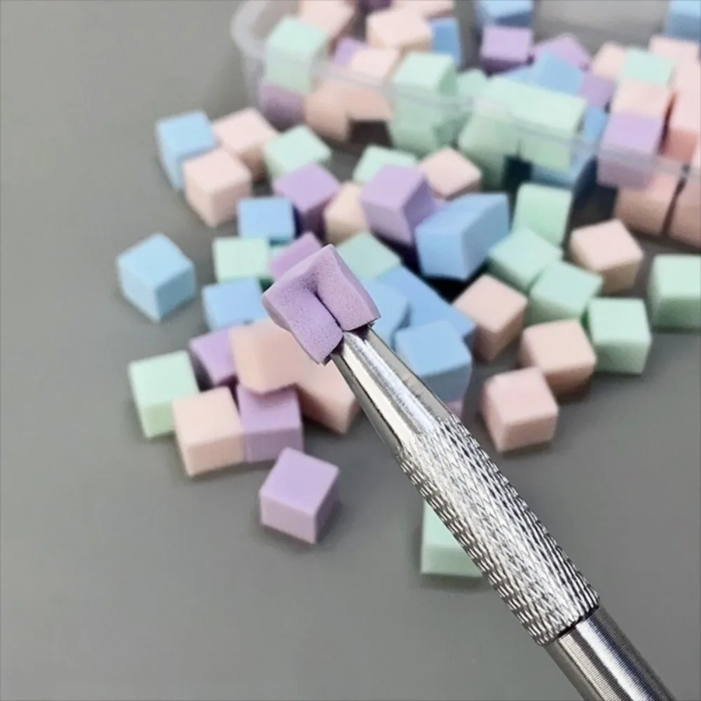 200Pcs Coloring Stamping Gradient Nail Sponge Set High Rebound Square DIY Manicure Makeup Sponge with Grabbing Pen Soft