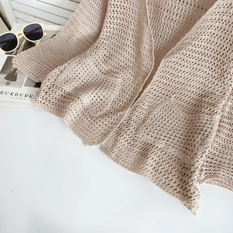 Pointelle maglione cardigan aperto sul davanti a maniche lunghe lavorato a maglia per donna copricostume primavera estate Teengirl outfit casual